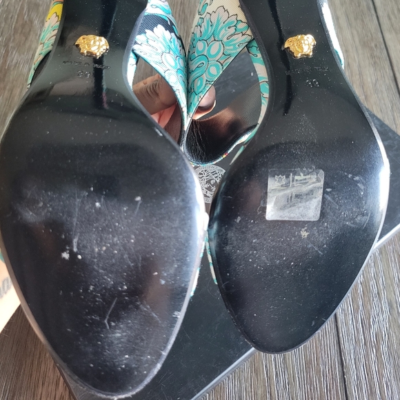 Like New Versace Fluo Barocco High Heel Sandals - Picture 7 of 7